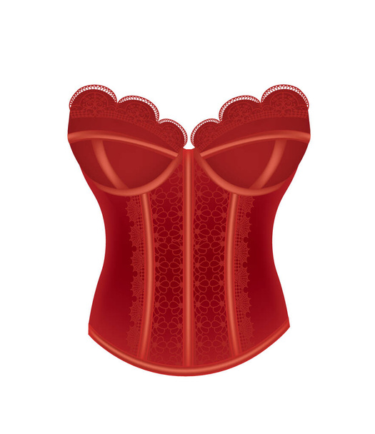 Red corset with lace. vector illustration - Vector, Image