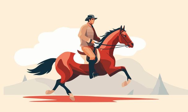 uomo cavallo vettore piatto minimalista isolato illustrazione - Vettoriali, immagini