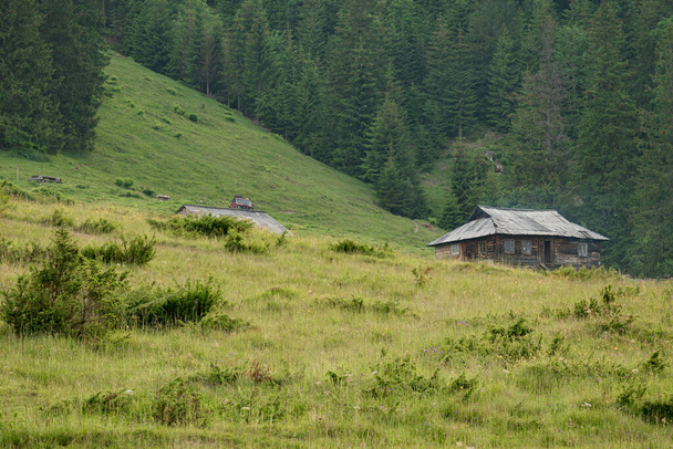 Uma casa de férias nas montanhas dos Cárpatos, fazenda de ovelhas nas terras altas. - Foto, Imagem