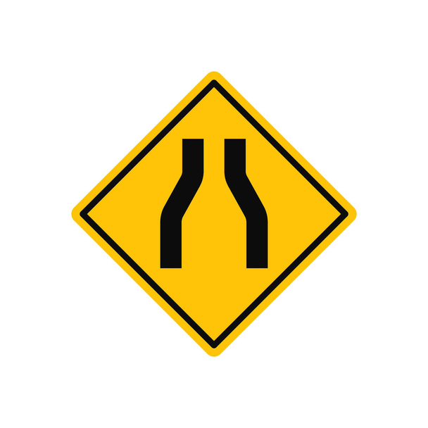 狭い 道路 アヘッド トラフィック サイン - ベクター画像
