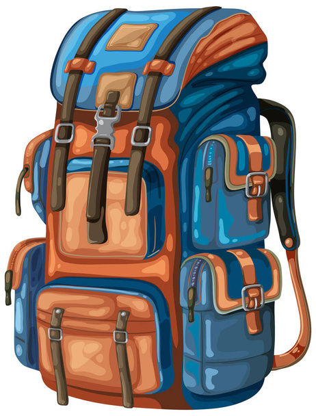 Ilustración de mochila detallada con colores vibrantes. - Vector, imagen