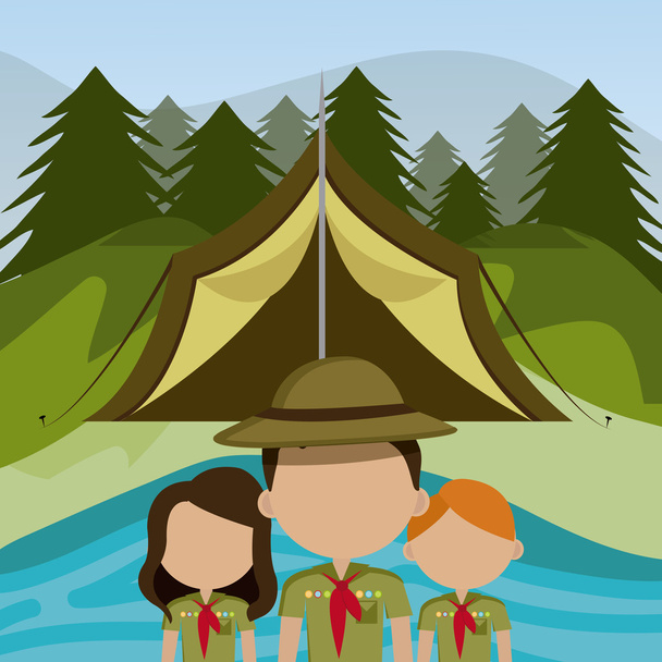 キャンプの設計図 - ベクター画像