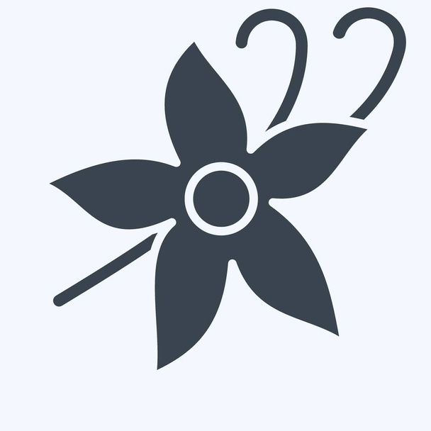 Εικονίδιο Βανίλια. που σχετίζονται με τα βότανα και τα μπαχαρικά σύμβολο. στυλ glyph. απλό σχεδιασμό επεξεργάσιμο. απλή απεικόνιση - Διάνυσμα, εικόνα