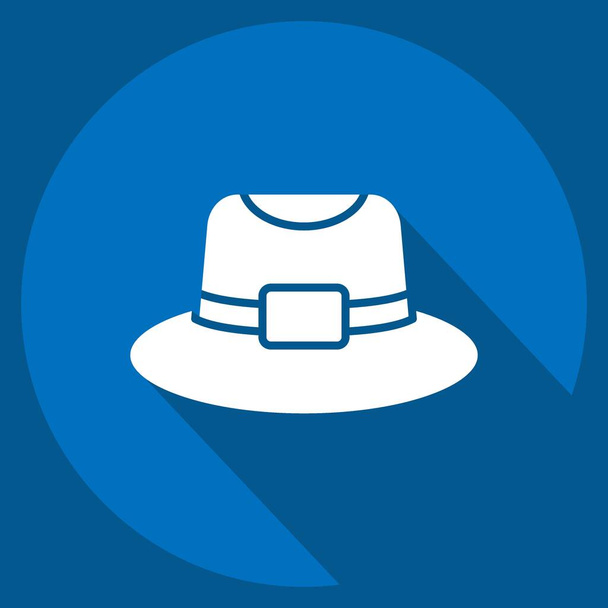 Icon Trilby. related to Hat symbol. long shadow style. simple design editable. simple illustration - Vector, Image