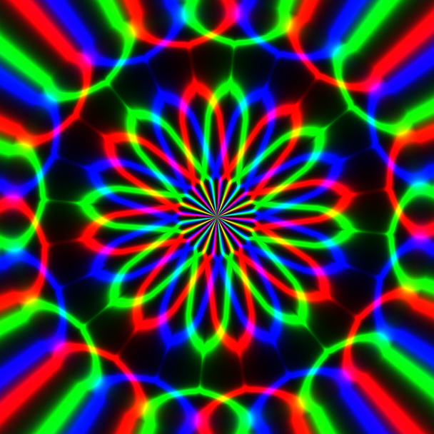 Illustration abstraite de spirales colorées vives tournant sur fond noir
. - Photo, image