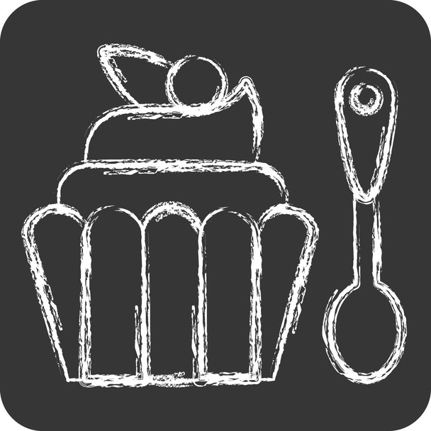 Icono Cupcake. relacionado con el símbolo de comida rápida. Estilo tiza. diseño simple editable. ilustración simple - Vector, imagen