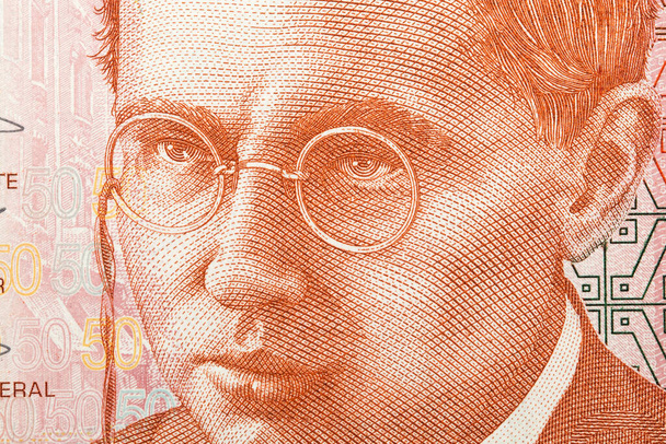 Abraham Valdelomar um retrato close-up de dinheiro peruano - sol - Foto, Imagem