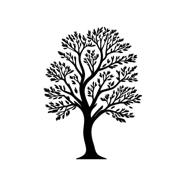 Avrupa kül ikonu eli siyah renkli ağaç günü logo vektör elementi ve sembolü çizer - Vektör, Görsel