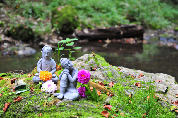 Budhhas mit Blumen - Foto, Imagem