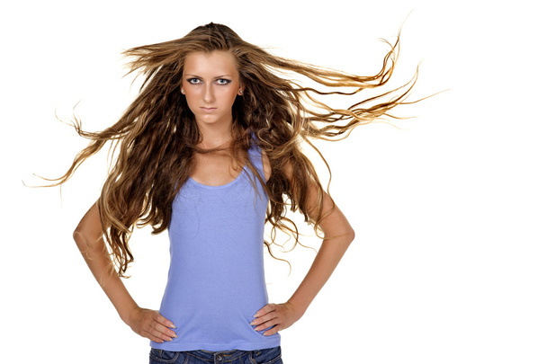 Fashion model posing in the wind - Foto, afbeelding