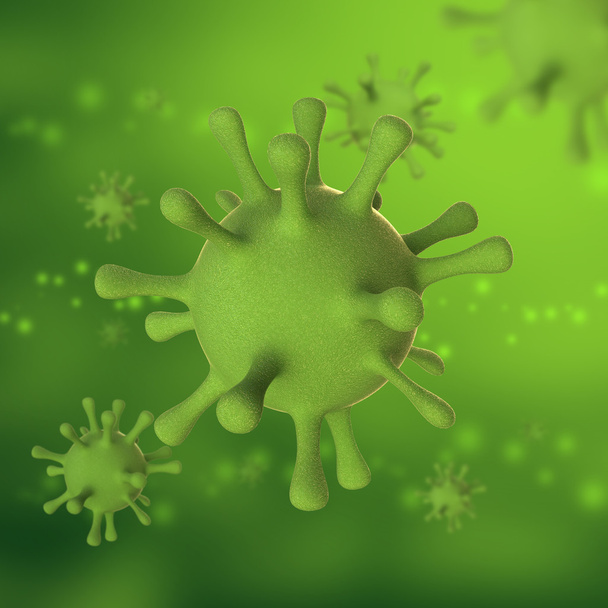 Ilustração médica conceitual do vírus verde 3D
 - Foto, Imagem