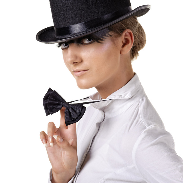 Fashion model in top hat - Foto, Bild