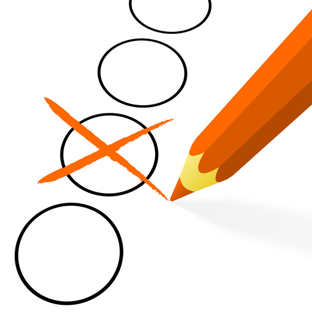 クロスとオレンジ色の鉛筆 - ベクター画像
