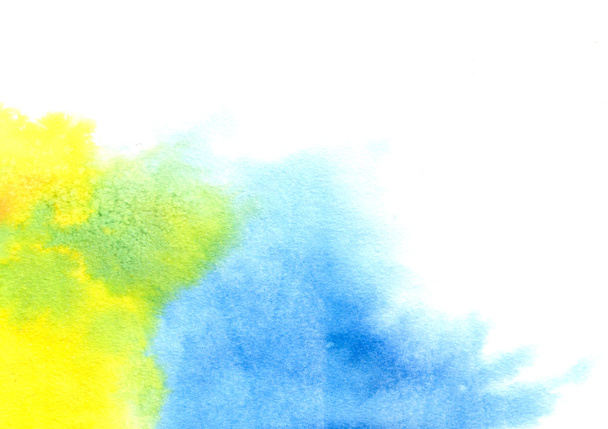 抽象的なイエロー ブルー水彩スプラッシュ - 写真・画像