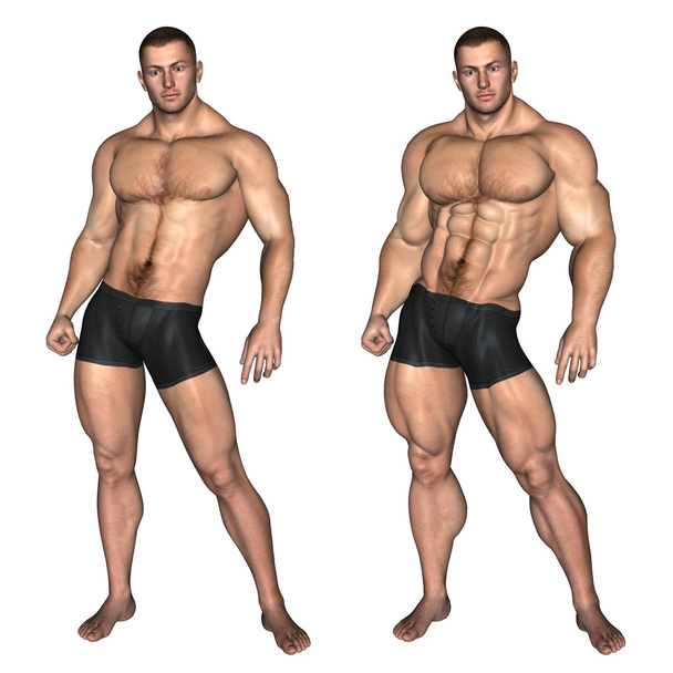 Bodybuilder before and after - Photo, Image