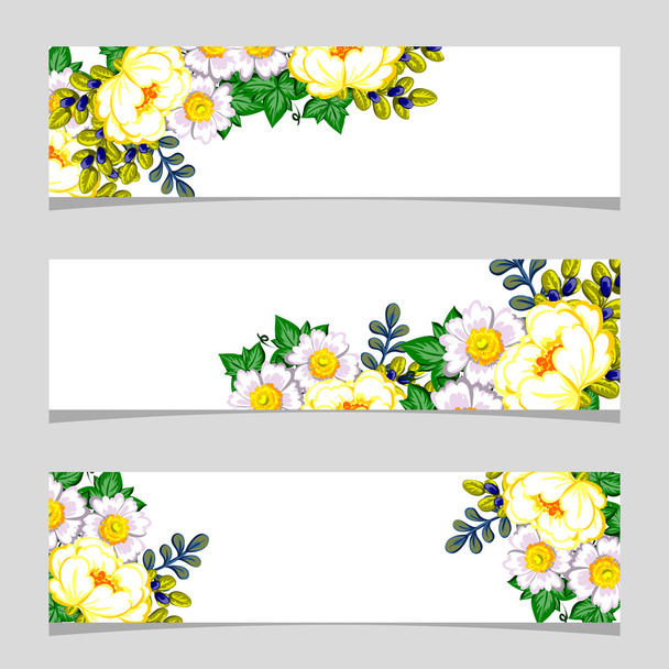 Three floral banners - Vektori, kuva