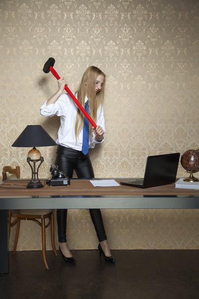 rebellion at work,secretary destroys office - Photo, Image