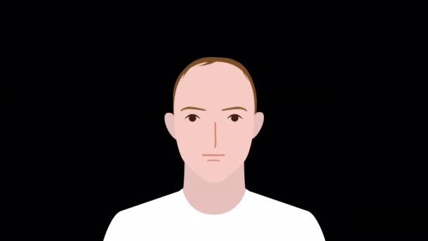 O rosto de um homem com cabelo crescente. Ilustração de vídeo - Filmagem, Vídeo