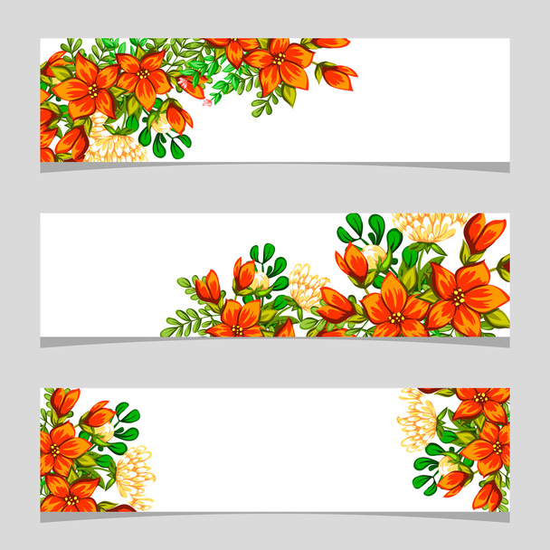 Three floral banners - Vector, Image