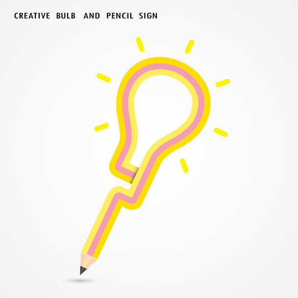 Pencil and light bulb on background. Education concept. - Vetor, Imagem
