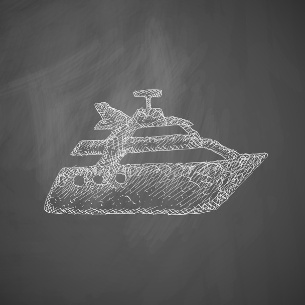 Jacht pictogram op schoolbord - Vector, afbeelding