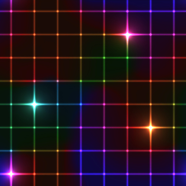 Neon stars on grid - Vector, Image
