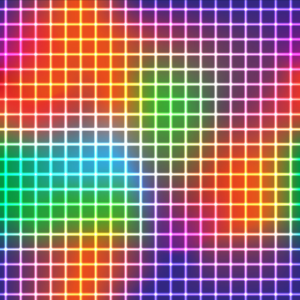 Neon-Glanz-Gitter mit Regenbogenfarben - Vektor, Bild