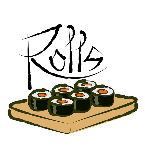 Sushi Rolls with inscription - Vector, Image