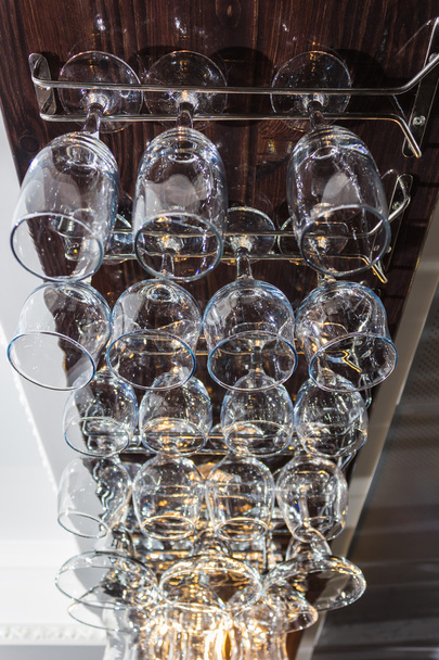 Glasses for wine at bar - Foto, Imagen