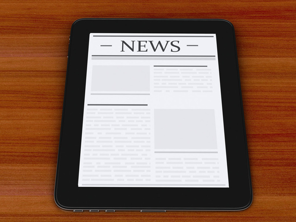 3d tableta digital pc con noticias. Concepto de medios
 - Foto, Imagen