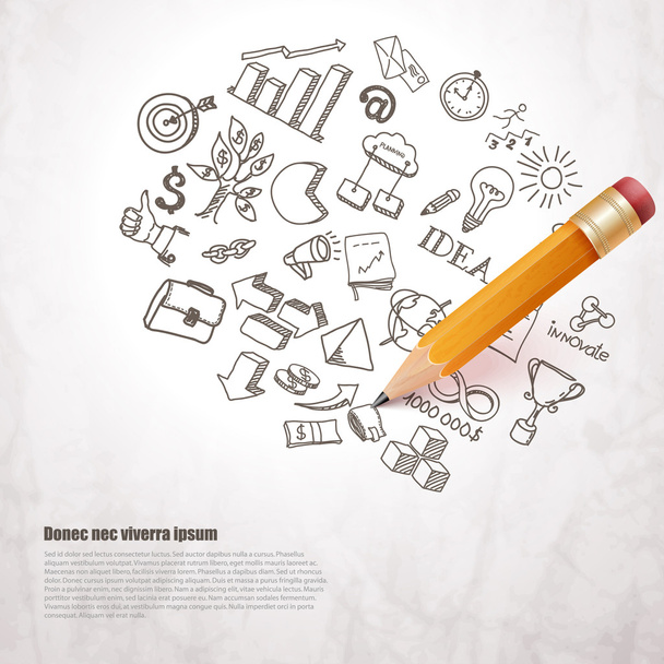 Business icons drawn in pencil - Vector, Image