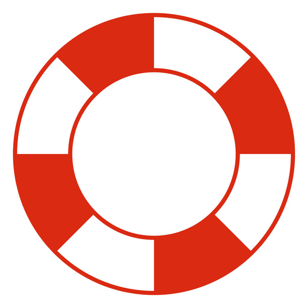 Lifebuoy illustration, color vector symbol shape of life belt ring buoy, white background - Vector, Image
