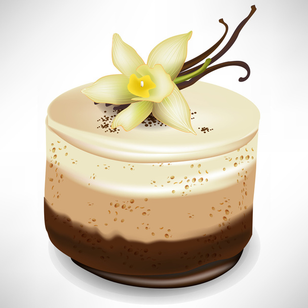 chocolate mousse cake with vanilla - Vector, Image