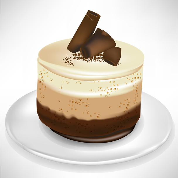 simple chocolate mousse cake on plate - Vector, Image