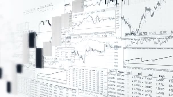 Çubuk grafikler finans. Piyasa analiz. Business analytics arka plan. Siyah ve beyaz - Video, Çekim