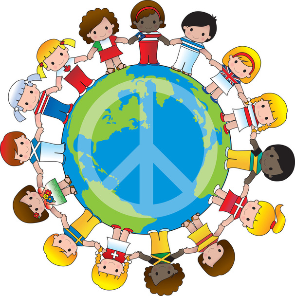 Weltweites Friedenszeichen für Kinder - Vektor, Bild