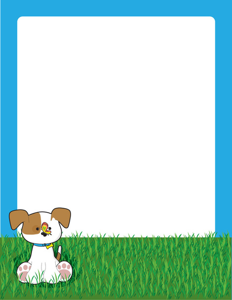 background with Puppy on Grass - Wektor, obraz