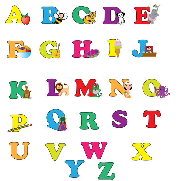 Цветные буквы алфбета
 - Вектор,изображение