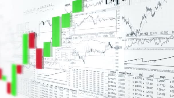 Gráficos de barras financieras. Análisis de mercado. Antecedentes analíticos de negocios.Rojo y Verde
 - Metraje, vídeo