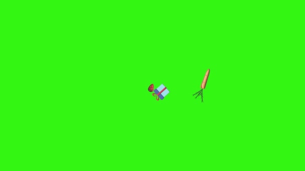 Animation von Osterelementen auf grünem Bildschirm Chroma-Taste, Motion Graphic Design - Filmmaterial, Video