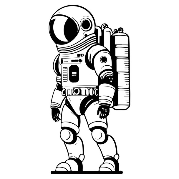 Moonwalker αστροναύτης μαύρο doodle outspace σύμβολο εικονογράφηση σκίτσο χέρι σχέδιο στοιχείο - Διάνυσμα, εικόνα