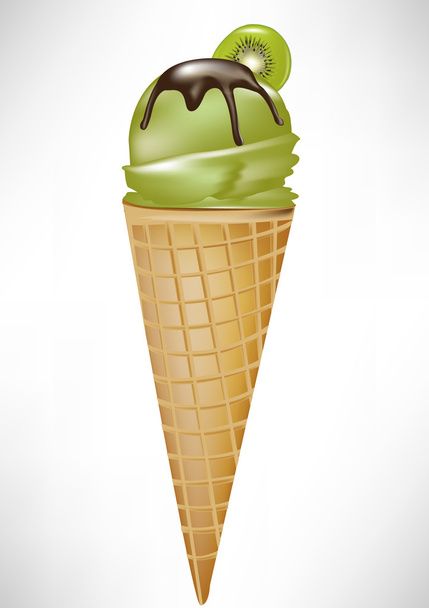 Конус мороженого киви
 - Вектор,изображение