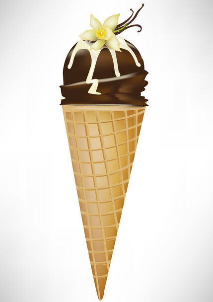 chocolate ice cream cone with vanilla - Vector, Image