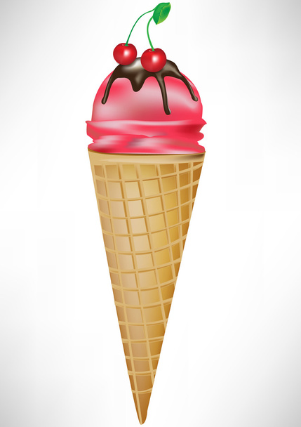 cono de helado de cereza - Vector, imagen
