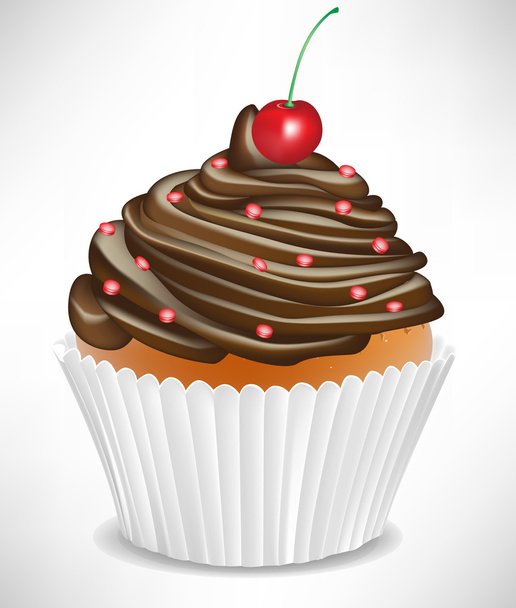 chocolate cherry cup cake - Вектор,изображение