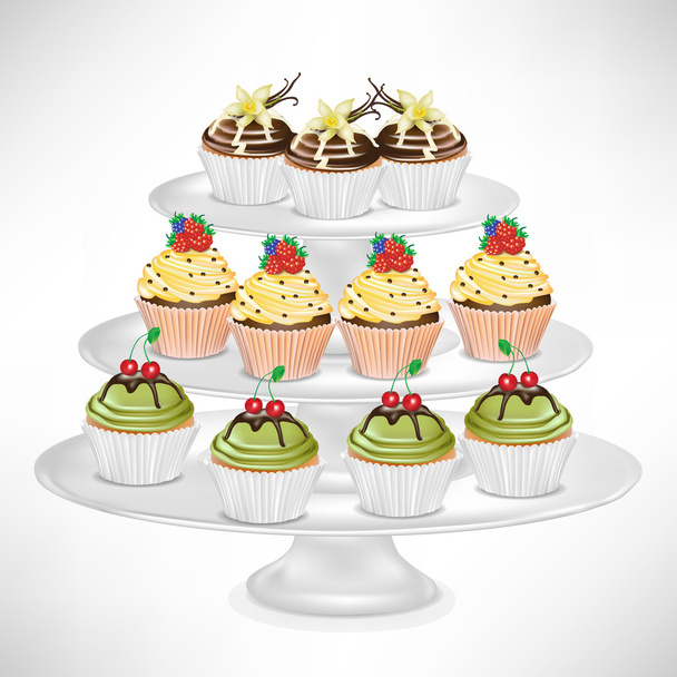 デザート スタンド カップ ケーキ - ベクター画像