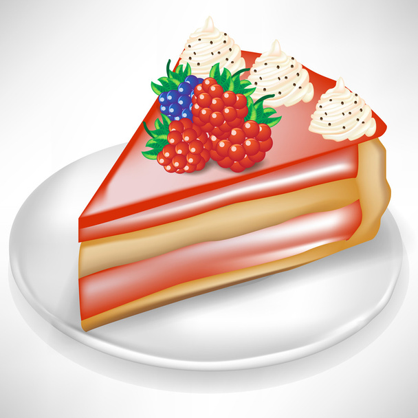 rebanada de pastel con bayas
 - Vector, Imagen