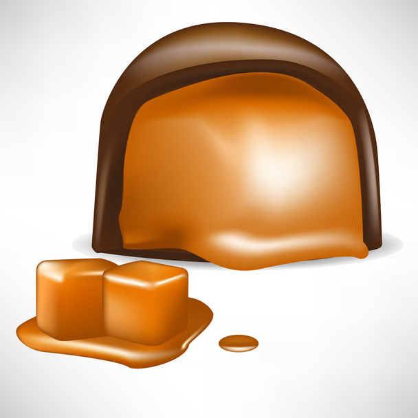 σοκολάτα καραμέλα γεμάτο με καραμέλα - Διάνυσμα, εικόνα