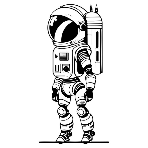 Moonwalker αστροναύτης μαύρο doodle outspace σύμβολο εικονογράφηση σκίτσο χέρι σχέδιο στοιχείο - Διάνυσμα, εικόνα