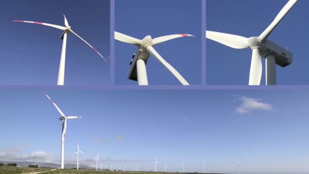 Turbiny wiatrowe multiscreen - Materiał filmowy, wideo